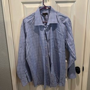 Ben Sherman Men’s Blue/Pink checkered print Long Sleeve Shirt size 17 x 32-33